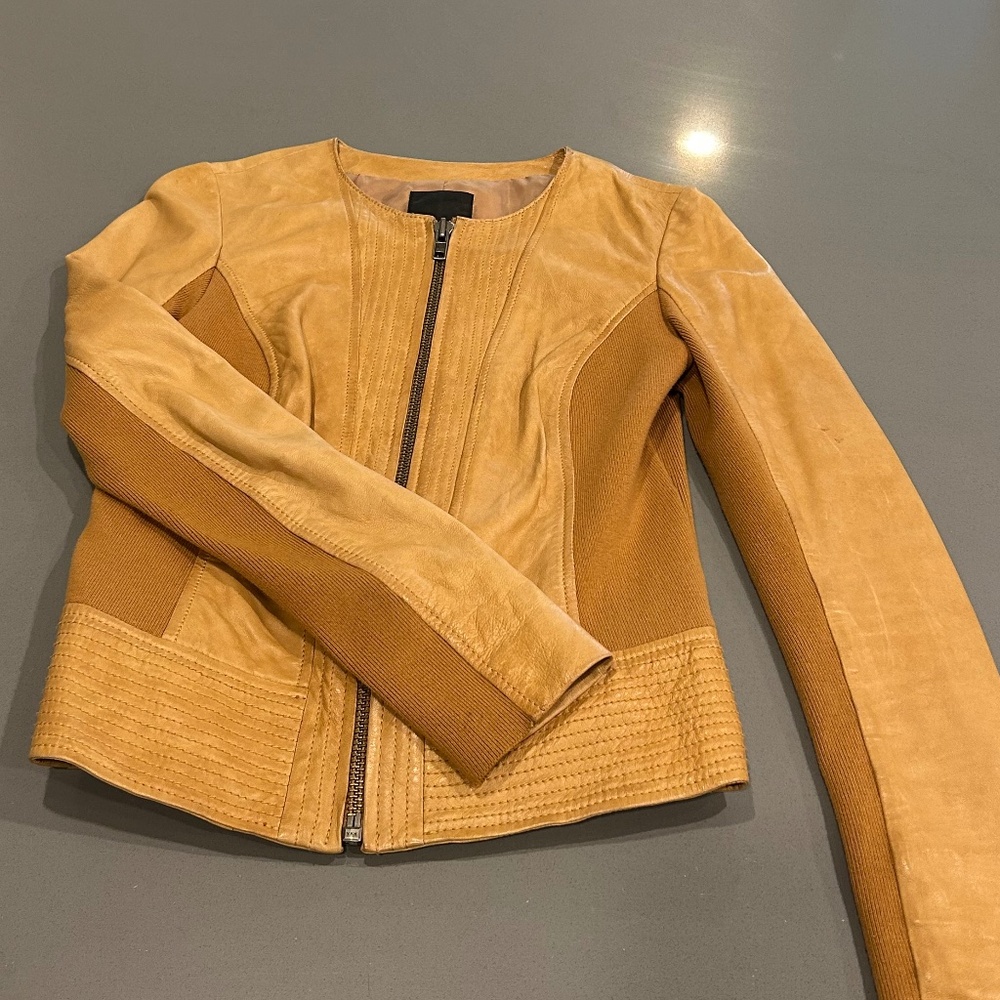 Trouve Tan Leather Moto Jacket